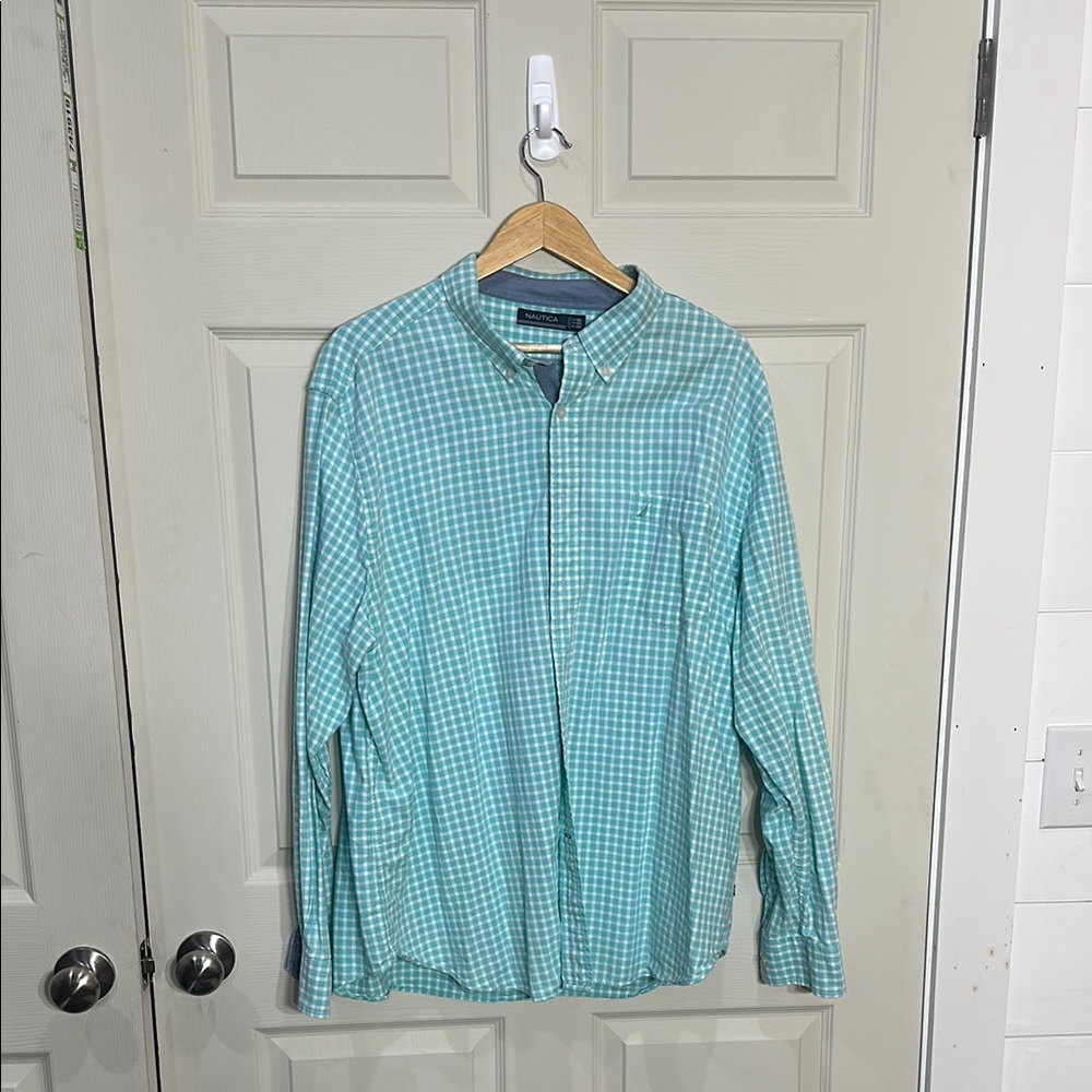 Nautica Teal Gingham Button-Up Shirt